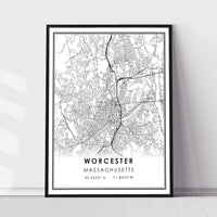 Worcester, Massachusetts Modern Map Print 