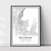 Wellington, New Zealand Modern Style Map Print 
