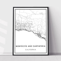 Montecito And Carpinteria, California Modern Map Print 