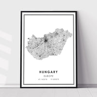 
              Hungary, Europe Modern Style Map Print 
            