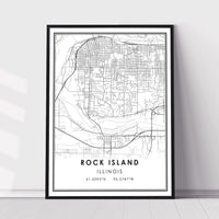 
              Rock Island, Illinois Modern Map Print 
            