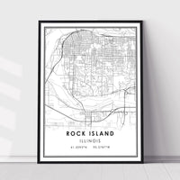 Rock Island, Illinois Modern Map Print 
