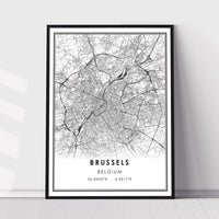 Brussels, Belgium Modern Style Map Print 
