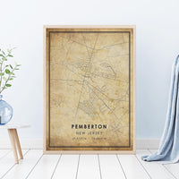 
              Pemberton, New Jersey Vintage Style Map Print 
            