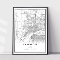 
              Davenport, Iowa Modern Map Print 
            