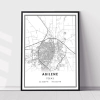 Abilene, Texas Modern Map Print 