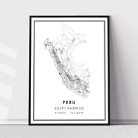 
              Peru, South America Modern Style Map Print 
            