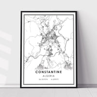 Constatine, Argeria Modern Style Map Print 