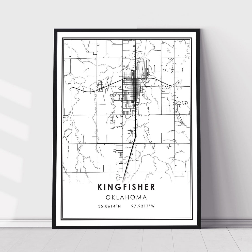 Kingfisher, Oklahoma Modern Map Print 