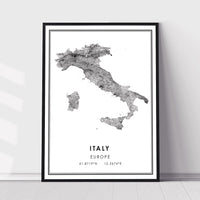 Italy, Europe Modern Style Map Print