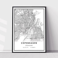 
              Copenhagen, Denmark Modern Style Map Print 
            