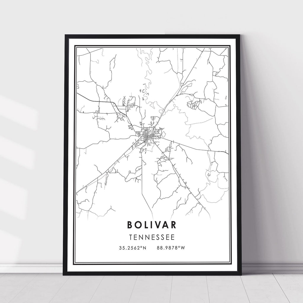 Bolivar, Tennessee Modern Map Print 
