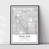 Royal Oak, Michigan Modern Map Print