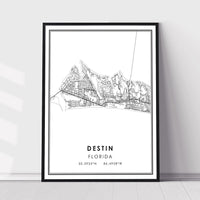 
              Destin, Florida Modern Map Print 
            