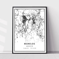 
              Morelos, Mexico Modern Style Map Print 
            