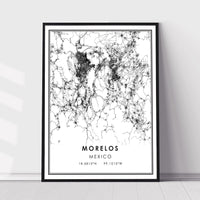 Morelos, Mexico Modern Style Map Print 