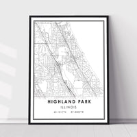 
              Highland Park, Illinois Modern Map Print 
            