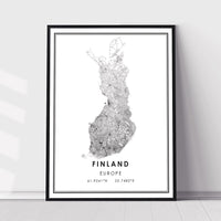 
              Finland, Europe Modern Style Map Print 
            