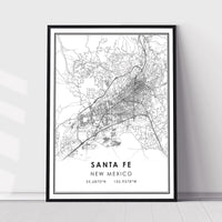 
              Santa Fe, New Mexico Modern Map Print 
            