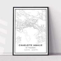 Charlotte Amalie, ST Thomas Modern Map Print 