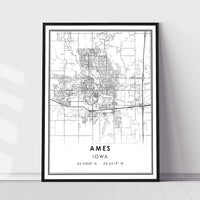 Ames, Iowa Modern Map Print 