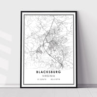 Blacksburg, Virginia Modern Map Print 