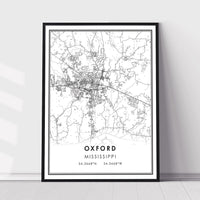 Oxford, Mississippi Modern Map Print 