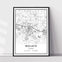 Weslaco, Texas Modern Map Print 