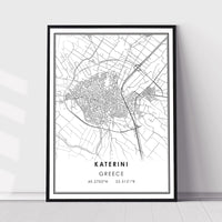 
              Katerini, Greece Modern Style Map Print 
            