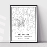 Yellowknife, Northwest Territories Modern Style Map Print 