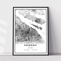 Shanghai, China Modern Style Map Print 