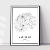 
              Macedonia, Europe Modern Style Map Print 
            