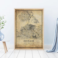 
              Auckland, New Zealand Vintage Style Map Print 
            