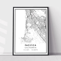 
              Pacifica, California Modern Map Print 
            