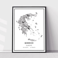 
              Greece, Europe Modern Style Map Print 
            