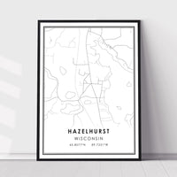 Hazelhurst, Wisconsin Modern Map Print 
