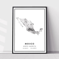 
              Mexico, North America Modern Style Map Print 
            