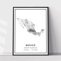 Mexico, North America Modern Style Map Print 