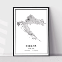 Croatia, Europe Modern Style Map Print 