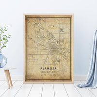 
              Alamosa, Colorado Vintage Style Map Print 
            