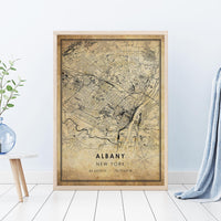 Albany, New York Vintage Style Map Print 