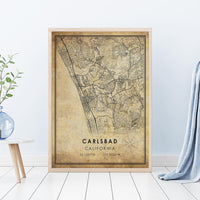 
              Carlsbad, California Vintage Style Map Print 
            