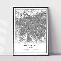 Sao Paulo, Brazil Modern Style Map Print 
