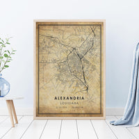 
              Alexandria, Louisiana Vintage Style Map Print 
            