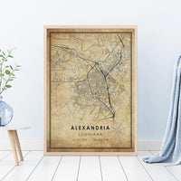Alexandria, Louisiana Vintage Style Map Print 