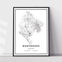 
              Montenegro, Europe Modern Style Map Print 
            