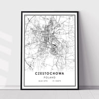 
              Czestochowa, Poland Modern Style Map Print 
            