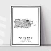 Puerto Rico, US Territory Modern Style Map Print 
