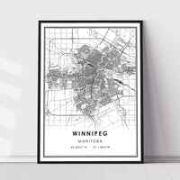 Winnipeg, Manitoba Modern Style Map Print