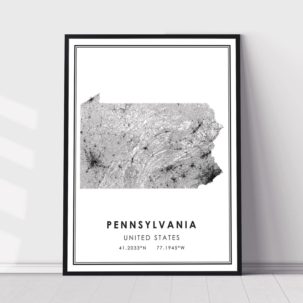 Pennsylvania, United States Modern Style Map Print 